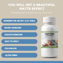 Air Dry Clay Varnish - Air Dry Clay Sealant for Airdry Clay - Clear Varnish for Air Dry Clay Pottery - Matte Finish Clear Varnish for Pottery, Used to Prevent Clay Cracking, Scratches, Wear -120ml