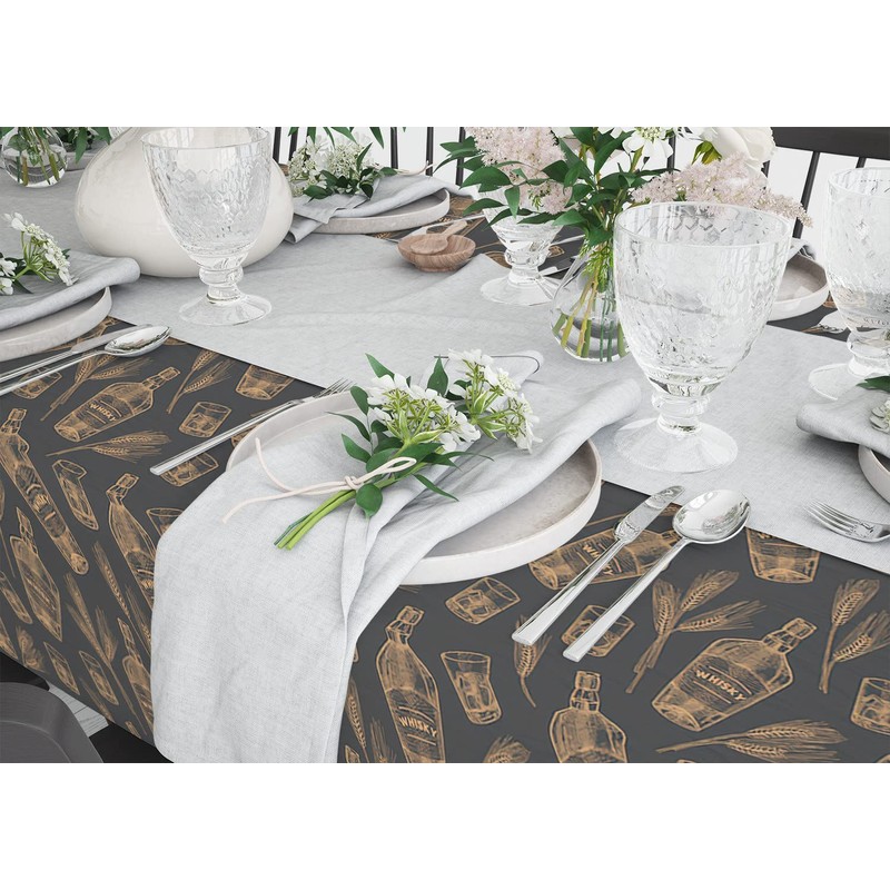 Xtremepads Whisky Pattern Pattern - Rectangle Oblong Linen Tablecloth, 60”
