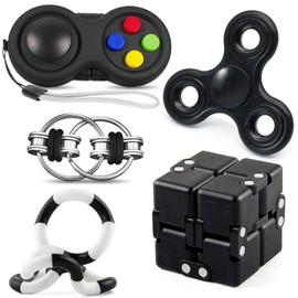 Lubibi 5 Piece Fidget Toys Pack for Sensory Play, With Fidget Pad, Key Chain,Tangle Rope, Anxiety Relief for Teens and Anger Management, Stress Relief Gift Set for Children and Adults