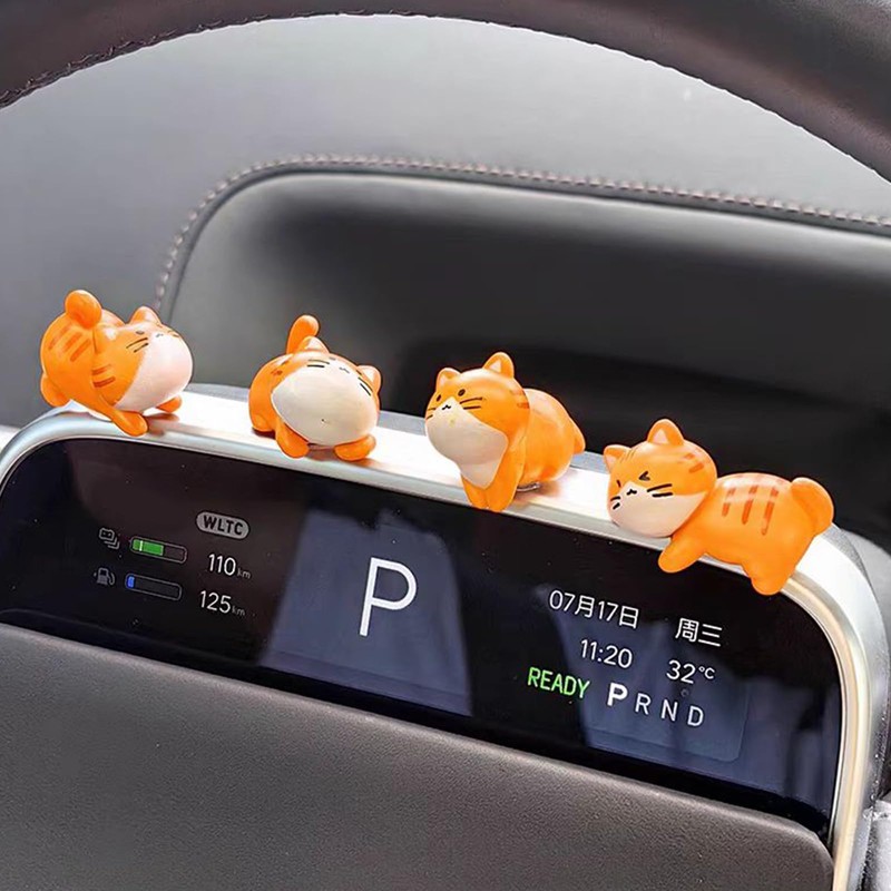 SINGOMON 8PCS Cute Cat Figurines Mini Cat Figurines Ginger Cat