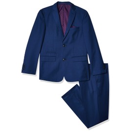 Isaac Mizrahi Boys' Big 2Pc Slim Cut Wool Blend Suit, Cobalt Blue, 8