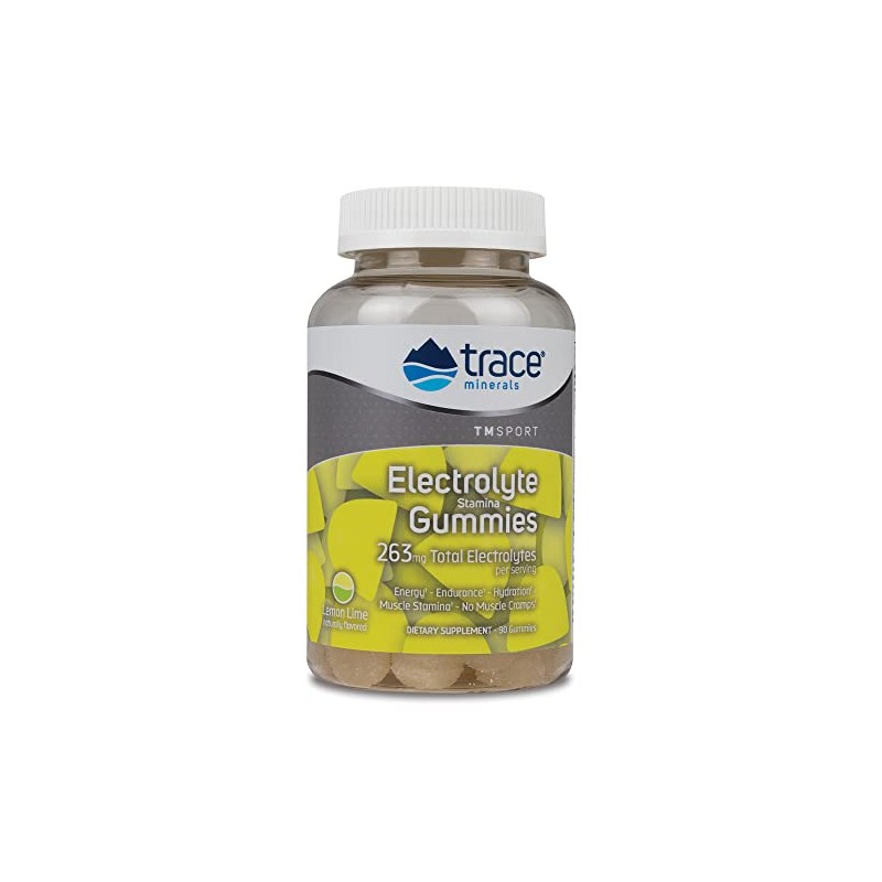 Trace Minerals Electrolyte Gummies, Lemon Lime, 90 Gummies Gomitas electrolticas