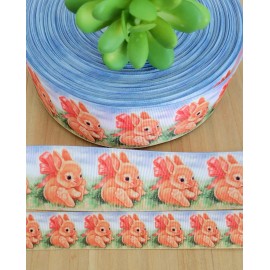 Unbranded 7/8 & 1.5" (1 YD) Bunny Rabbit Grosgrain Ribbon Baby Shower Easter Bunny Bows - 1.5 inch