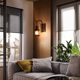 moonkist Vintage Glass Wall Sconce Fixtures 2-Pack, Rustic Nordic Glass Wall Light Fixtures Retro Black Painted Color Wall Lamp for Restaurant Home Bar Bedroom Bedside Corridor Decorate (No Bulb)