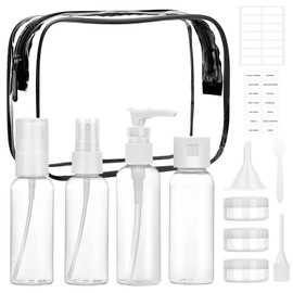 TRUEIN Travel Bottles Set for Toiletries, 13 Pcs Holiday Travel Clear Plastic Bottles, Leak Proof Refillable Travel Containers with Storage Bag, for Liquids, Accessories, Cosmetic Products