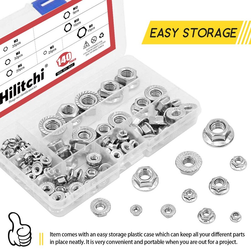 Hilitchi 140-Pcs M3 M4 M5 M6 M8 M10 M12 Hex