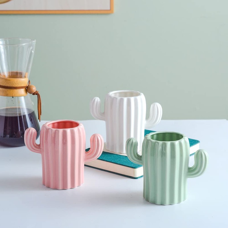 Maxramic Ceramic Cute Cactus Toothbrush Holders for Bathroom Countertop Organizer