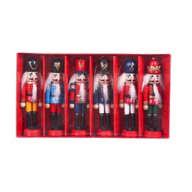 BlueSpace Christmas Nutcracker Ornaments Set Wooden Nutcrackers Hanging Decorations for Christmas Tree Figures Puppet Gifts (5", Red)