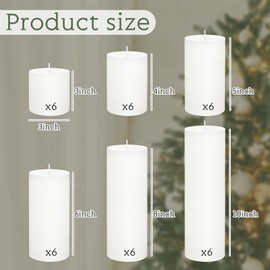 Shihanee 36 Pcs Christmas Pillar Candles 3" Diameter Dripless Unscented Fireplace Candle Rustic Scentless Candles with Smokeless Cotton Wick Long Burning Candles for Xmas Wedding Home (White)