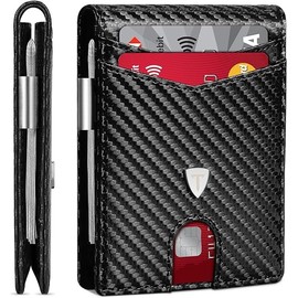 Tomylv Mens Wallets Slim RFID Blocking Carbon Fiber Leather Wallets
