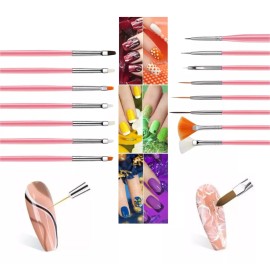 Dolores Juego De Pinceles Pintados A Mano Para Nail Art De 15 Piezas