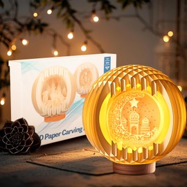 Ramadan lights with USB Charging for Tabletop, Light Up Paper Carving Ramadan Decorations, Ramadan Decor Lamp for Home,Ramadan Gifts for Kids,Ramadan Mubarak Kareem Sign for Eid Table Decorations