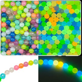 400Pcs Glow in The Dark Beads, 10mm Glowing Solar Luminous Round Beads Mixed Acrylic UV Beads Color Changing Bracelet Beads Sun Sensitive Plastic Glow Beads Bulk for Jewelry Making Bracelets