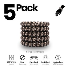 Specora - Spiral Hair Scrunchies Pack of 5 - 5 cm TPU Anthracite