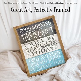 God Wall Decor FRAMED - Religious Wall Decor - Spiritual Christian Gifts for Women, Men - Catholic Gifts - Funny Christian Wall Art, Inspirational Quotes Wall Decor Sign - Faith Wall Decor, Light Blue