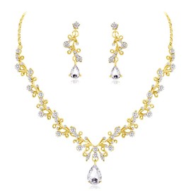 Loutade Jewellery Sets for Women, Crystal Necklace & Drop Earring Sets, Bridal Jewellery Set with Crystal, Gold Wedding Jewellery Set for Bride Bridesmaid, Women's Jewellery Set for Party Wedding