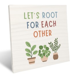 UNCDLV Green Classroom Decor, Plant Classroom Decor, Let's Root for Each Other Wood Signs Plaque - Motivational Plant Decor for Classroom Homeschool Playroom Nursery, Kids Playroom Decor, 6.2x6.2Inches