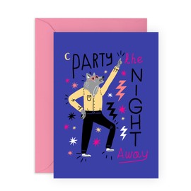 Wild Night Birthday Card - 'Party Night Wolf' - Gifts for Friends, Besties, BFF, Sister, Coworkers, Colleagues, Her, Women - Disco Moves - Comes with Fun Stickers