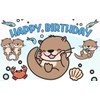5x3 FT Otter Birthday Backdrop - Playful River Friends Theme