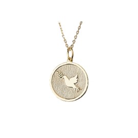 Dove with Olive Branch Necklace, Dove Pendant, Dove Necklace Gold Plated, Bird Charm Necklace, Birthday Gift
