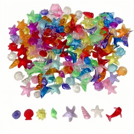 YXmZeLig 150 Pcs Seashells Acrylic Under The Sea Table Decorations, Ocean sea Shell Acrylic Vase Filler, Tiny Seashells for Crafts Mini Starfish for The Little Mermaid Party Decorations