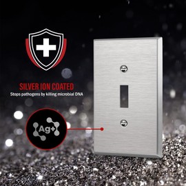ENERLITES Metal Toggle Switch Cover, Stainless Steel Wall Plate, Light Switch Cover, Corrosion Resistant, Mid-Size 1-Gang 4.88" x 3.11", 7711MA-5PCS, Silver, 5 Pack