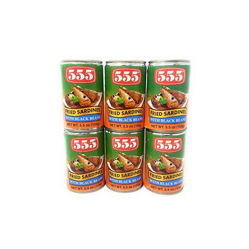 555 Fried Sardines with Black Beans 5.5oz (155g), 6 Pack