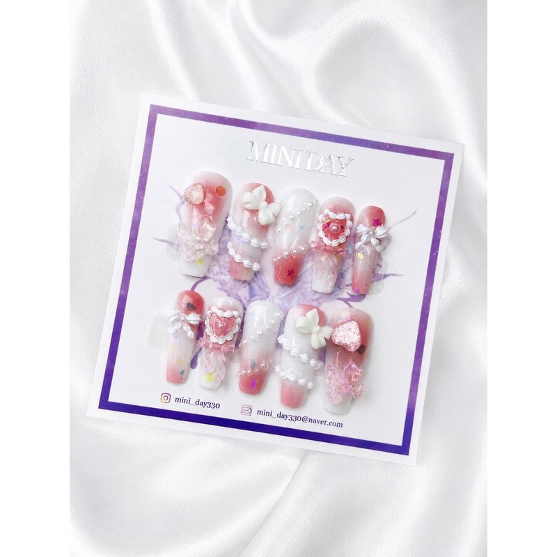 Angel Milky Handmade Nail Tips - Ballerina / 엔젤 밀키