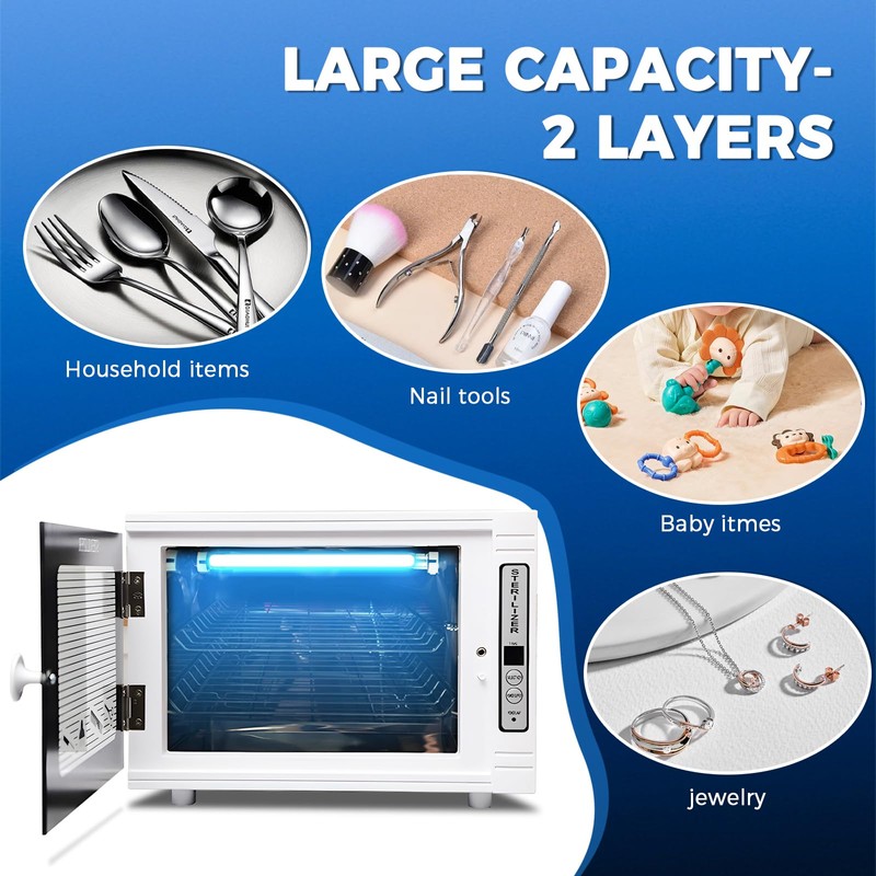Nail Tool Cleaning Machine 12L High Capacity Dry Heat Cabinet