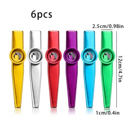 Vidillo 6 Metal Kazoo Musical Instruments with 36 Pieces Kazoo Flute Diaphragms, Aluminum Alloy Metal Kazoo Set A Good Companion for Guitar,Ukulele,Violin,Great for Music Lovers (B)