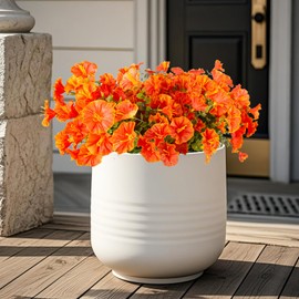 PWMENLK Artificial Outdoor Flowers 12 Bundles Bulk Fake Faux Planters for Outdoors Spring Plastic Silk Flowers UV Resistant Urn Filler Front Porch Decorations