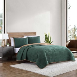 Eddie Bauer - Full/Queen Quilt Set, Super Soft Reversible Bedding with Matching Sham(s), Bedding Set (Solid Washed Green, Full/Queen)