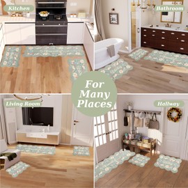 3 Pcs Flowers Bathroom Rug Set, Coquette Room Carpet Decor Kitchen Runner Rugs Soft Floral Bath Mat, Non Skid Romantic Rose Flower Area Rugs Set for Bath, Bedroom and Living Room