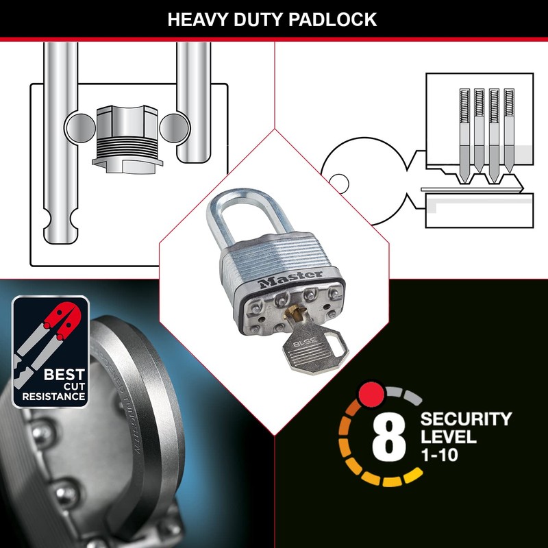 MASTER LOCK Heavu Duty Padlock [Key] [Laminated Steel] [Weatherproof] [XL