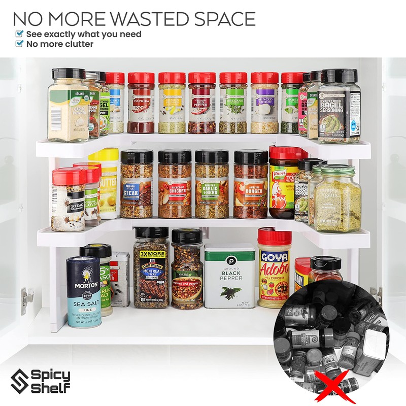 Spicy Shelf Deluxe - Expandable 2 Tiered Spice Rack Organizer