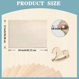12 Pack Basswood Sheets 12"x18"x1/8", 3mm Basswood for Laser Cutting, Wood for Laser Cutting and Engraving, Laser Engraver Blanks, DIY Architectural Models Making, Wood Engraving