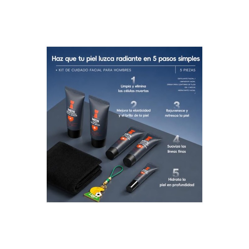 Kit Cuidado Facial Hombres 5 Piezas, Regalo Refrescante y No