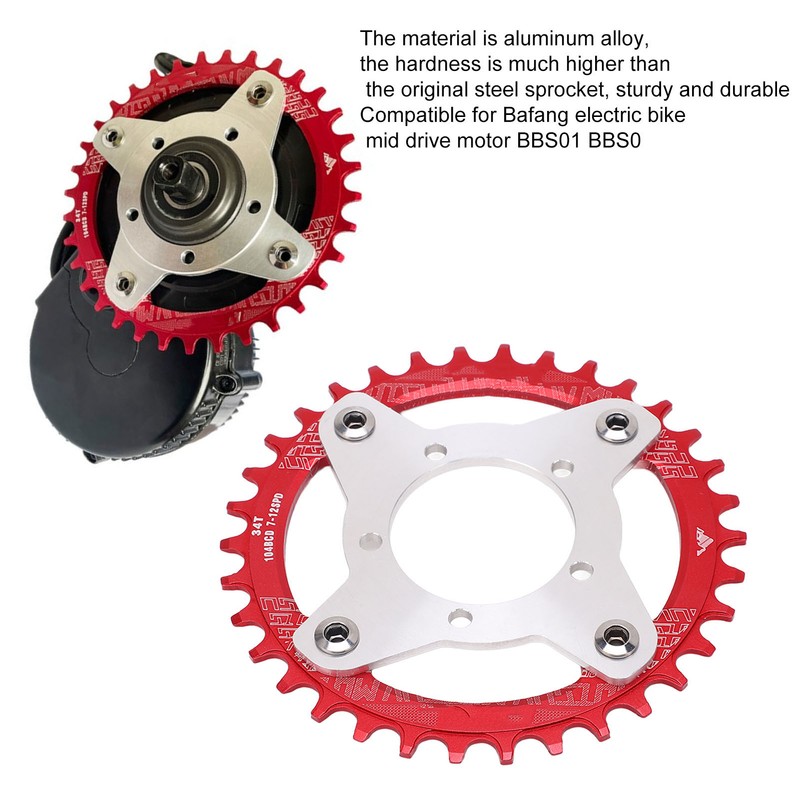 34T 104 BCD Electric Bike Chainring and Adapter for Bafang