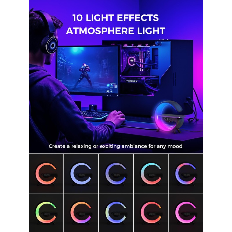 Smiling Shark Light Alarm Clock, Intelligent Alarm Clock Light Atmosphere