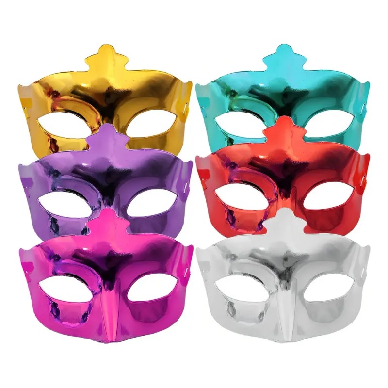 12 Antifaces Metalicos Plastico Antifaz Fiest