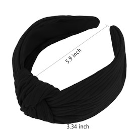 YISSION Wide Knotted Headbands for Women Non Slip Head Band Black Headband Fashion Top Knot Hairband Hair Accessories for Women Girls