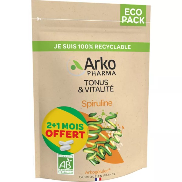 Arkogélules Spiruline Tonus et Vitalité Bio, 270 capsules