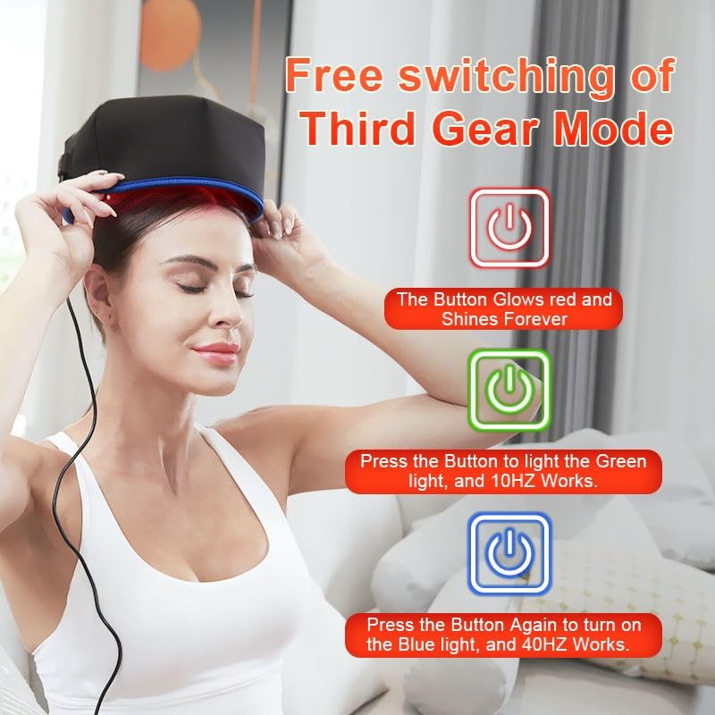 Gorro Crecimiento Cabello Terapia Luz Roja Ajuste Tres Niveles Pulso