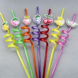 8 Pieces Reusable Straws Set - Curly & Bendy Straws for Kids - Plastic Straws Reusable for Drinks - Party Straws for Home Bar Beverage Shop Weddings Birthdays Family Reunion Curly Straws