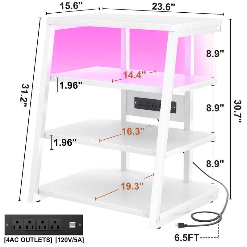 armocity 4-Tier AV Media Stand with Power Strips, Corner TV