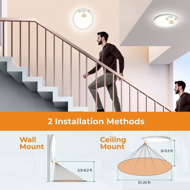 BLNAN Motion Sensor Ceiling Light Wired, 8.7 Inch 3000K 4000K