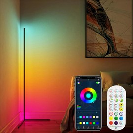 Corner Floor Lamp, 56-in Smart RGB LED Corner Lamp with App & Remote Control, 16 Million Colors Changing LED Floor Lamp with Music Sync, DIY Mode & Timing, Ideal for Bedroom, Living Room & Gaming Room