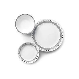 Corelle Vitrelle 18-Piece Service for 6 Dinnerware Set Triple Layer Glass and Chip Resistant, Lightweight Round Plates and Bowls Set, City Block