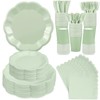 350 Pcs Sage Green Party Supplies Include Scalloped Plate Napkin