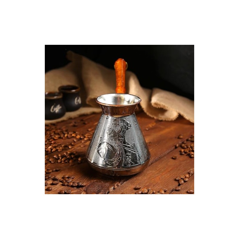 25 Oz Copper Turkish Greek Arabic Engraved Coffee Pot Stovetop